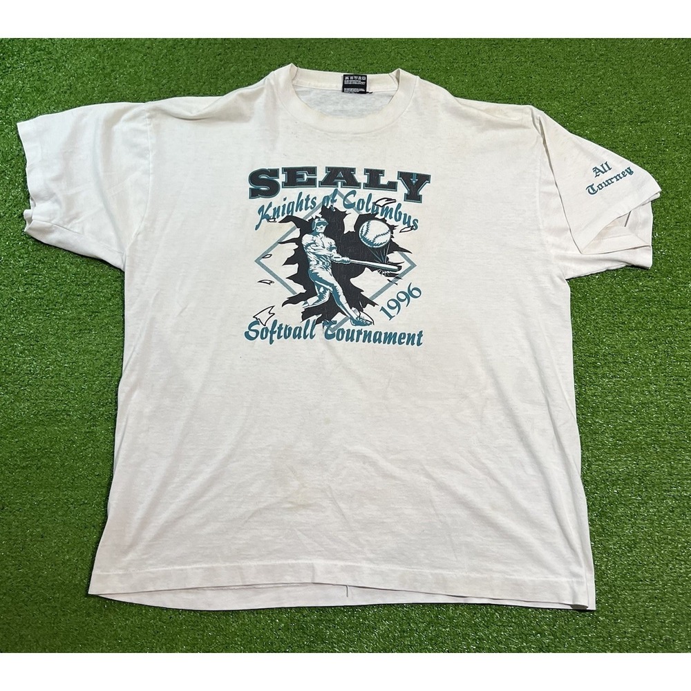Vintage Single Stitch Shirt XL Tournament Baseball 1996 Knights Of Columbus